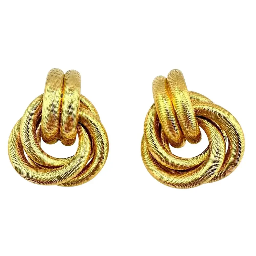 Vintage 1980s 1990s Chunky Textured Knot Rings Gold Tone 1.5